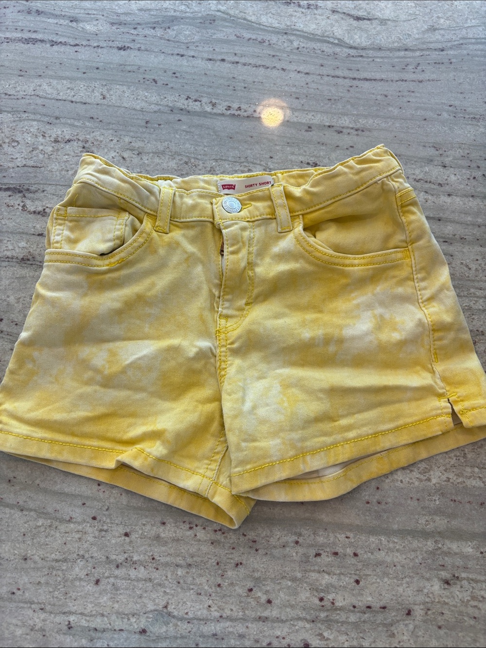 Levi's kids Yellow Tie-Dye Denim Shorts